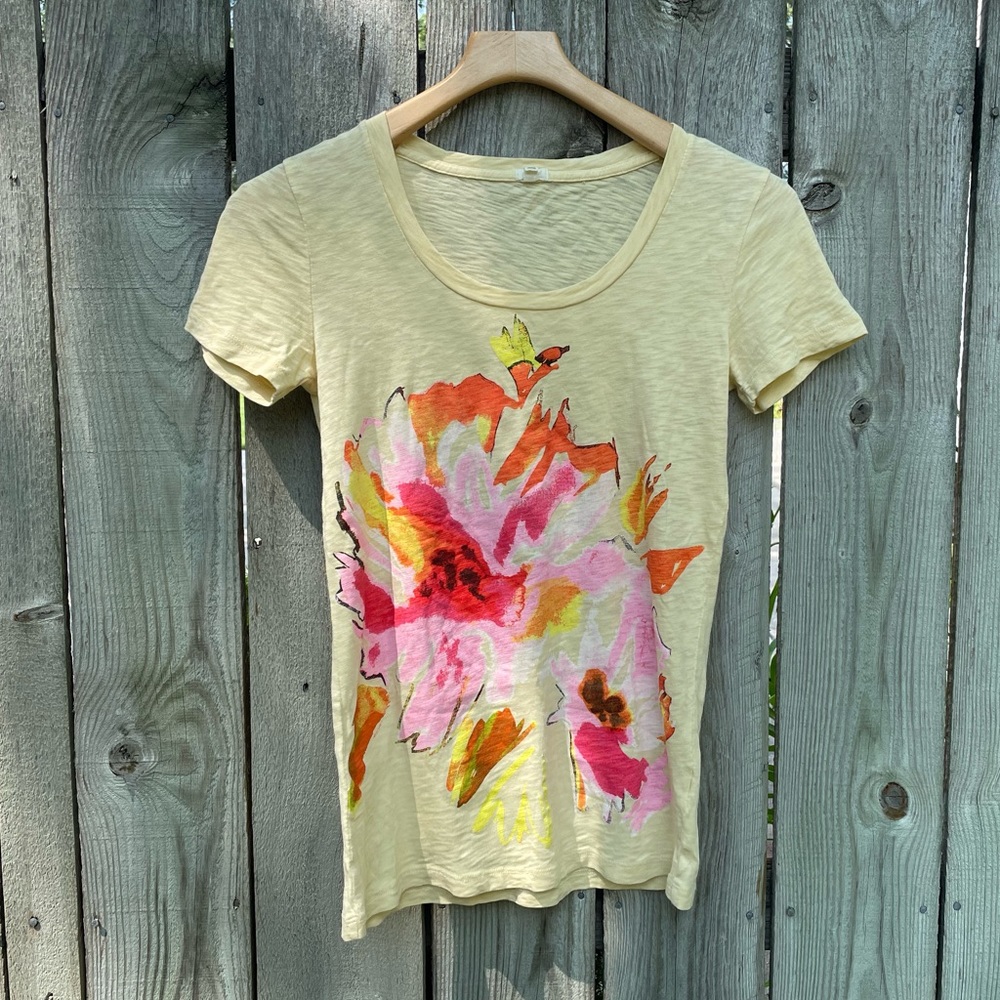 J crew floral yellow t-shirt